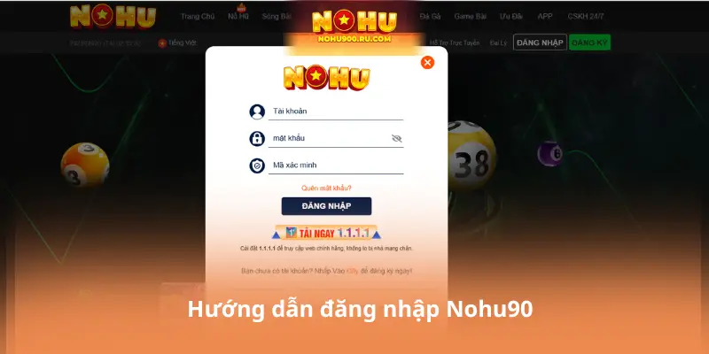 Hướng dẫn đăng nhập Nohu90